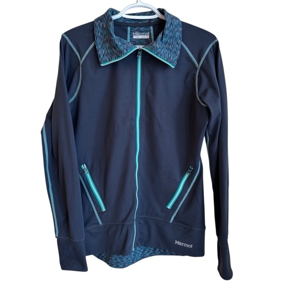 Marmot Sweaters - Marmot Full Zip Jacket Women’s Medium – Navy w/ Teal Trim Outdoor Activewear